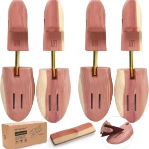 Cedar Shoe Trees for Men, Wood, Single Tube, 2 Pack, 7-14 Size